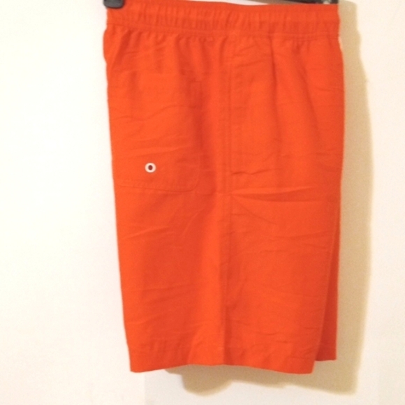 ORANGE WHITE DRAWSTRING THREE POCKET MESH LINED SWIM TRUNKS SIZE SMALL NWT - Picture 3 of 6